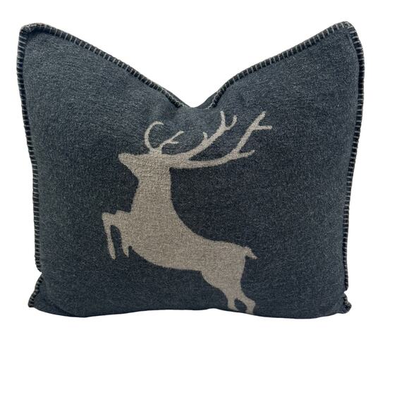 David Fussenegger Leaping Reindeer Stag Luxe Classic Decor Accent Pillow - Picture 3 of 9